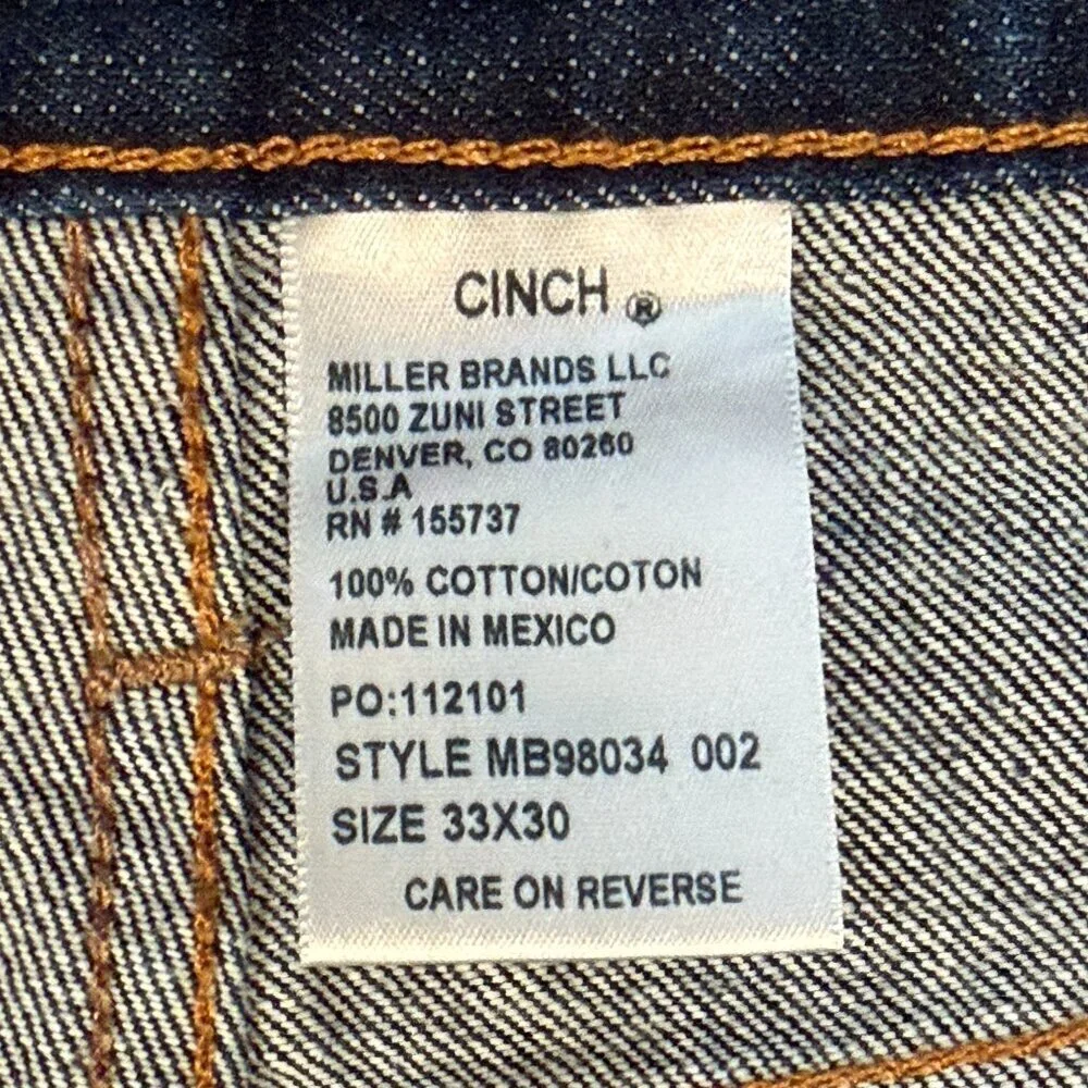 Cinch Silver Label Men's Jeans - Size 33x30 - Medium Dark Denim -VERY Good Cond.